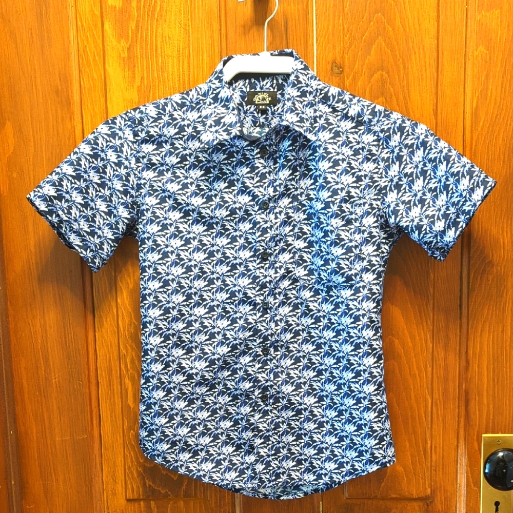 Daniel K‎ Boys Blue Patterned Short Sleeve Shirt Sz 8-9